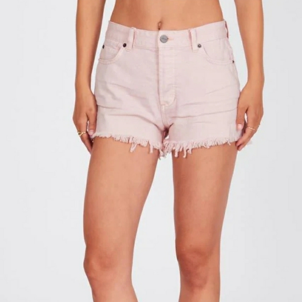 Amuse Society Shoreline Jean Shorts Pale Pink